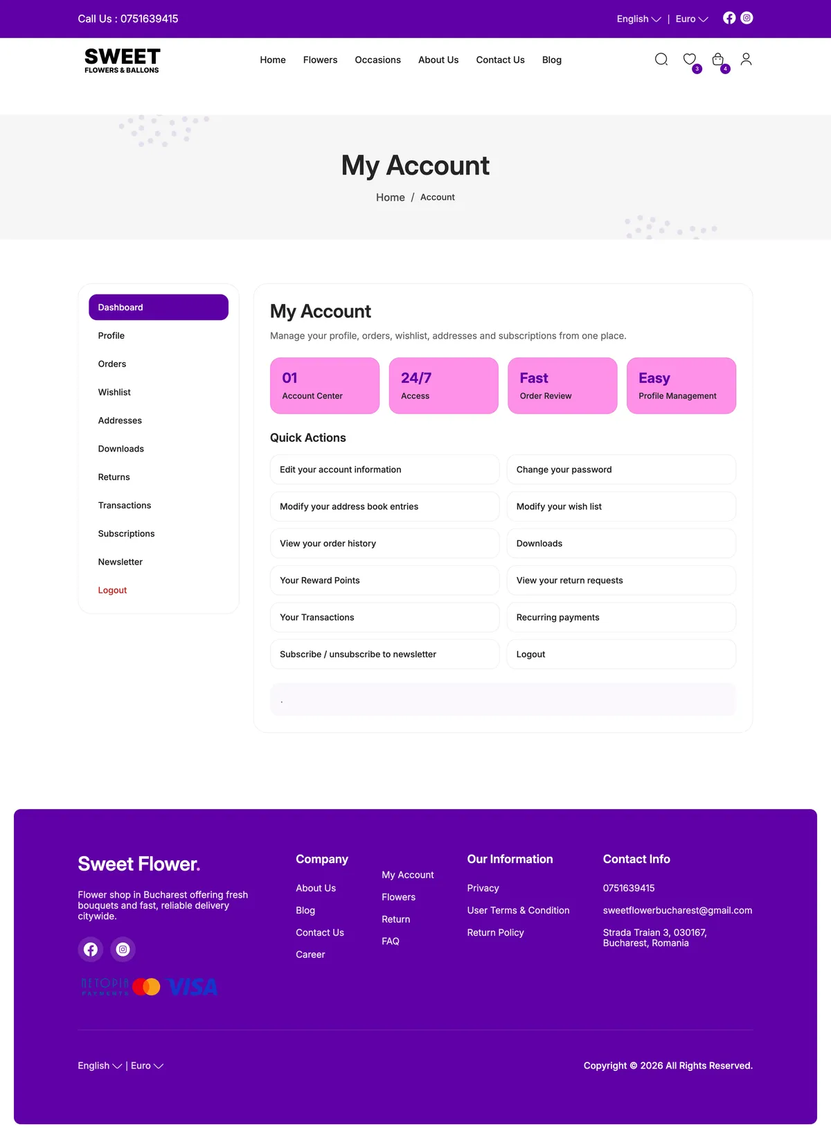 Customer account